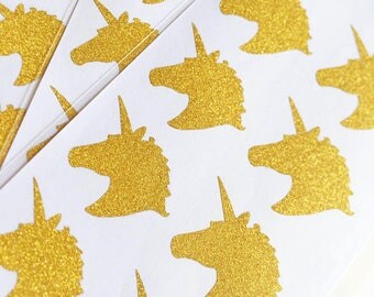 EXCLUSIVE**Unicorn Gold Glitter Stickers (20 stickers per package)