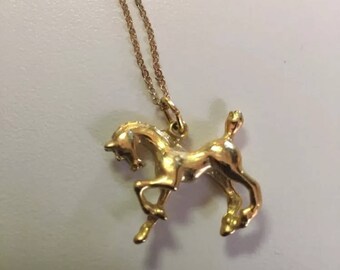 Vintage Horse Pendant on 14k Gold Filled Necklace