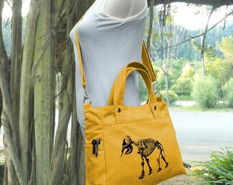 On Sale 20% off Golden canvas messenger bag / shoulder bag / laptop bag / brief case / diaper bag / tote bag / travael bag