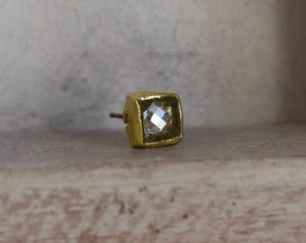 22kt solid yellow gold - rose cut diamond post back- solo stud earring-pre Columbian inspired-one of a kind