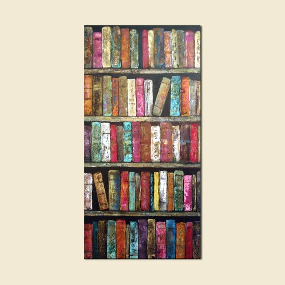 Items similar to Original Extra Large Library Books Painting on Etsy