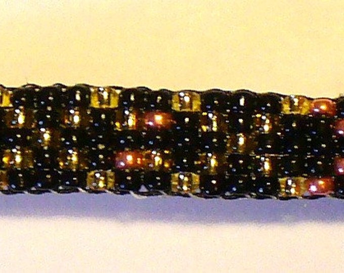 Large Black, Gold, Copper Hair Barrette