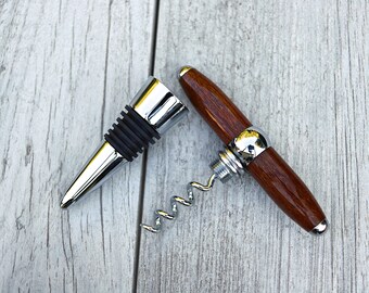 Lacewood Wine Bottle Stopper and Corkscrew