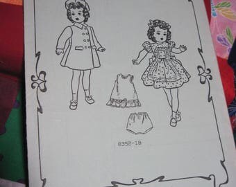 Vintage SHIRLEY TEMPLE 18" Doll Pattern #8352-18 Dress,Panties,Slip & more...Fashions to Fit..Reproduction....Never Used...#157