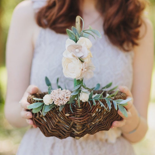 Flower Girl Baskets Hair Accessories and Flowers by raggawedding