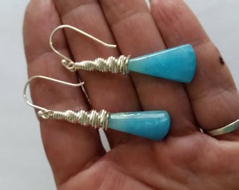 Turquoise Smithsonite gemstone sterling silver earrings