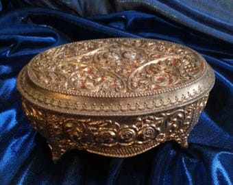 Now On Sale 1950's 1960's Vintage Home Decor Jewelry Box ** Vanity Collectible Box ** Mad Men Mod ** Mid Century Modern Trinket Treasure Box