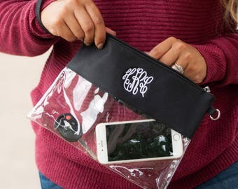 Clear Game Day Purse Monogram, Clear Game Day Bag, Clear Gameday Bag, Monogram Clear Bag Stadium, Monogrammed Clear Stadium Bags
