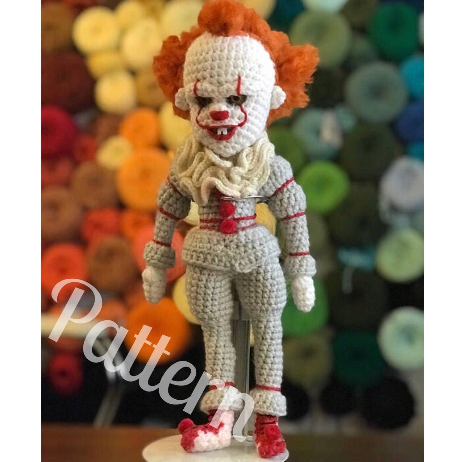 Pennywise inspired creepy clown like IT doll Crochet Amigurumi