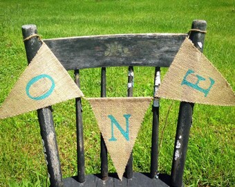 First Birthday Burlap Banner, ONE Burlap Banner, One Highchair Banner, 1st Birthday Banner, First Birthday Highchair Banner