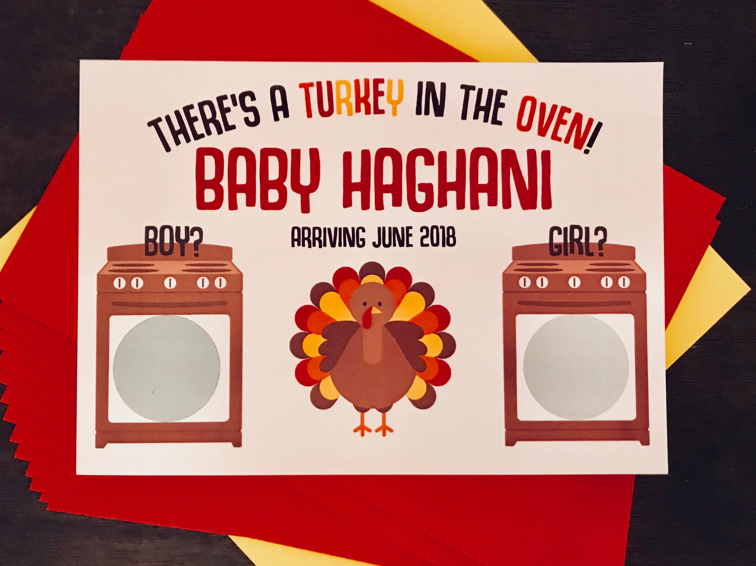 Gender Reveal ScratchOff Cards turkey / Thanksgiving