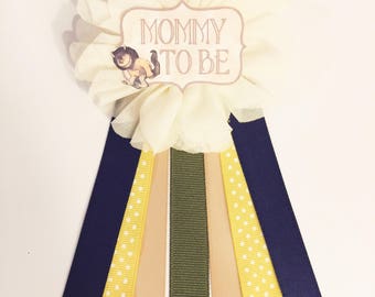 Where the Wild things are Baby Shower Pin Mommy to be pin Flower Ribbon Corsage Mommy Mom New Mom Its a boy baby shower pin max