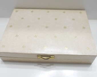 Vintage Mele Beige Leatherette Jewelry Box (22) 14 Sections & 10 Ring Inserts