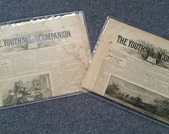 Vintage Set of Two-Old News Papers.The Youth's Companion No. 39 1885/88 Boston Newspaper ,Perry Mason ,News Paper