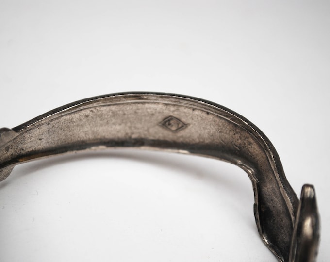 Silver Snake Bracelet - Hinged clamper bangle - Etched Silvertone Serpent cuff bangle