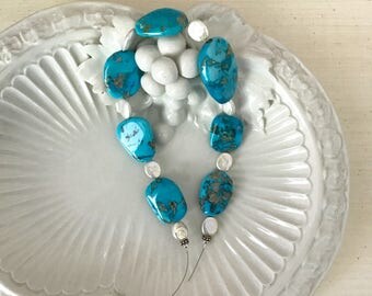 Stunning Rare Large Arizona Sleeping Beauty Turquoise Polished Pendant Beads