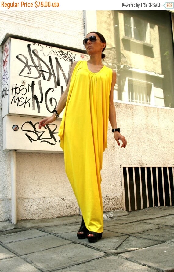 SALE Yellow Summer Asymmetric Kaftan / Maxi Dress / Loose
