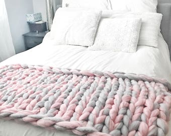 Chunky Knit Blanket Wedding gift Knitted Throw Home Decor
