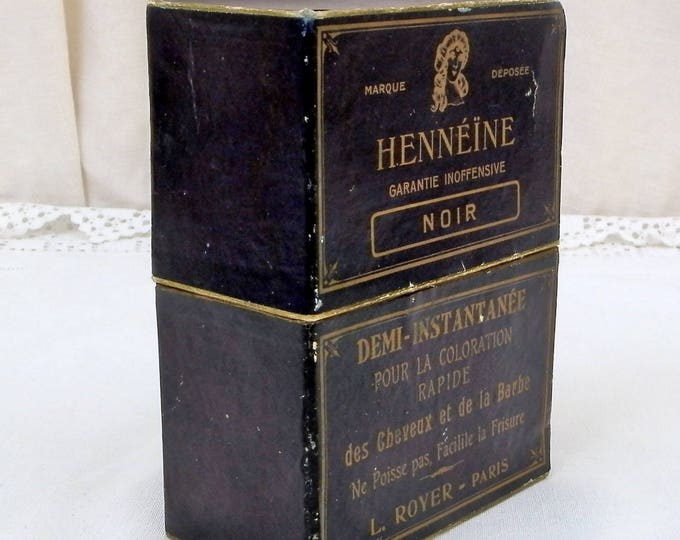 Antique French Box Originally Contained Hair and Beard Black Dye "Hennéine" by L.Royer Paris, Vintage Hair Styling From France, Collectible