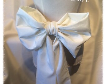 Victoria Ivory Handembroidered Bow or Headwrap