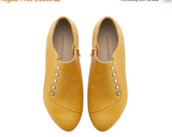 CHRISTMAS IN JULY Yellow handmade shoes / Grace Yolk flat leather shoes by Tamar Shalem