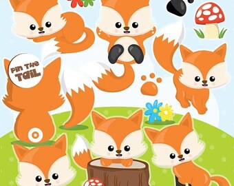 80% OFF SALE Fox clipart commercial use, foxes clipart vector graphics, woodland animals digital clip art, digital images - CL994