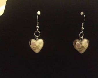 Merano Glass Earrings Tan and White