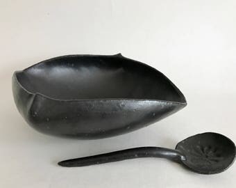 Altered Square Black Bowl w. Spoon