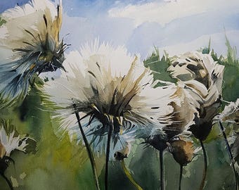 Flower Art, Flower Painting, Watercolor Flowers, Dandelion Painting