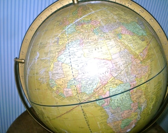Vintage world globe- spinning globe with USSR- vintage gold-tone world globe- Cram's Imperial World Globe -Made in USA tilting globe