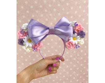 Repunzel Floral Inspired Minnie Mouse Ears Headband
