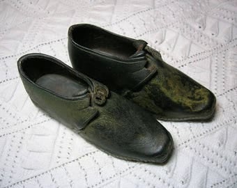 Antique Children's Shoes. Welsh Clogs. Handmade Hobnails, Wooden Soles, Buckles. Single Lasted