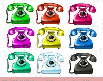50% OFF Retro Telephone Clipart, Telephone Clip Art, Phone Clipart, Phone Clip Art, Scrapbooking, Digital Graphic, Clipart Design, Hand Draw