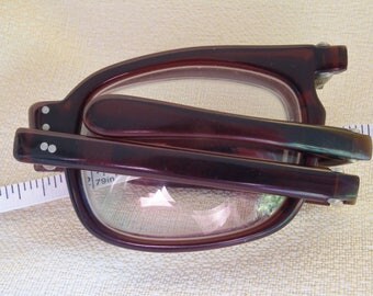 Vintage 1960s Mont Blanc Folding Spectacles. Eyeglasses dark heavy frames Fold up with orignal case. Original retro glasses