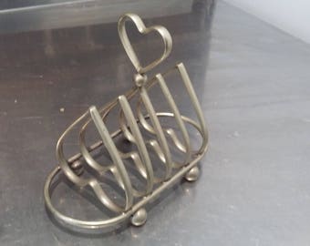 Vintage Silver Plated Toast Rack with Heart Handle