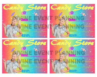 JoJo Siwa Printable candy store invitations, download party favors, instant downloads, diy