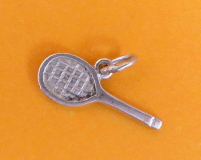 Sterling Tennis Racket Charm - Vintage 1940s Sterling Silver Pendant, Starter Charm Gift Idea