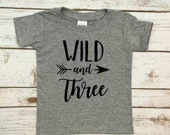 wild and three shirt, 3rd birthday, t shirt, boys shirt, girls shirt, wild and three, wild, 3rd birthday, third birthday shirt, shirt, 3rd