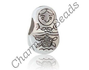 1 Pearl charm doll Russian Matryoshka metal compatible pandor chamili