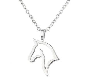 Silver horse head necklace