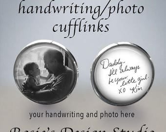 Handwriting Photo Cufflinks - Hand Writing Cufflinks - Handwritten Cufflinks - Photo Cuff Links - Personalized Cufflinks