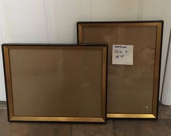Vintage Vertical Wooden Picture Frames/black with gold trim/gift