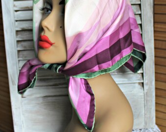 Vintage. Echo. Square. Scarf. Purple/green/pink. 1970s. Beautiful scarf!