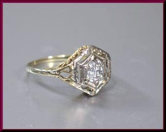 art deco engagement ring antique engagement ring filigree engagement with old european cut diamond 14k yellow - Art Deco Wedding Rings art deco engagement ring antique engagement ring filigree engagement with old european cut diamond 14k yellow - Art Deco Wedding Rings