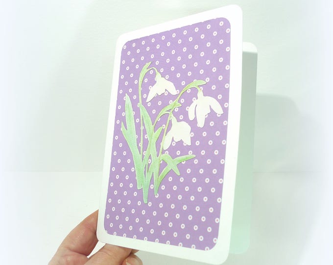 Snowdrops Handmade Spring card Spring snowdrop card Handmade Snowdrop card Spring birthday card Easter Thank you New home card mcrtycards UK