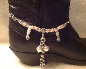 biker boots with pearls