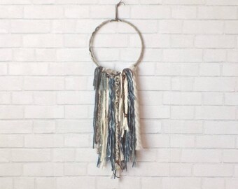 Gray Dream Catcher, Boho Wall Hanging, Nursery Dreamcatcher, Bohemian Decor, Boho Dreamcatcher, Boho Nursery Decor, Hoop Wall Hanging
