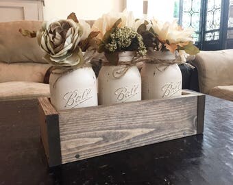 SALE* Mason jar planter box, mason jar home decor, mason jar centerpiece