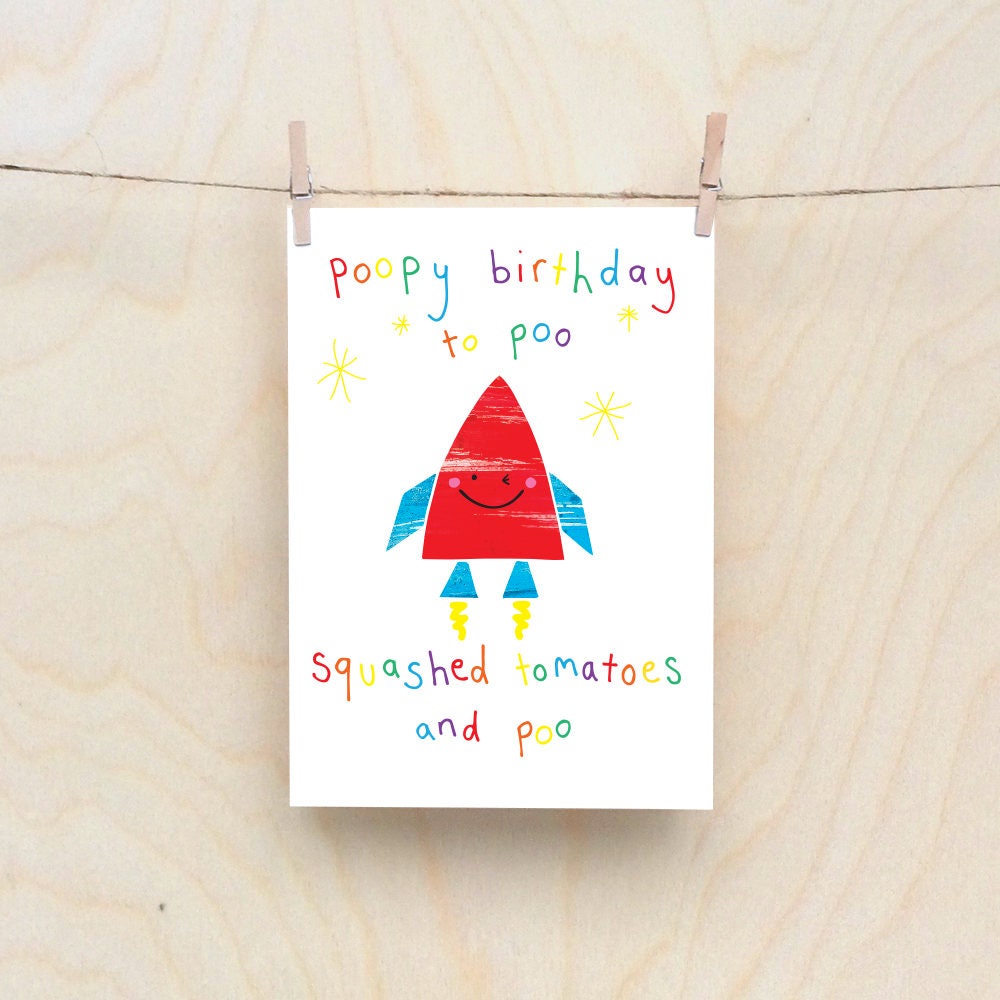 poopy rocket card rude kids cards silly children s cards children card