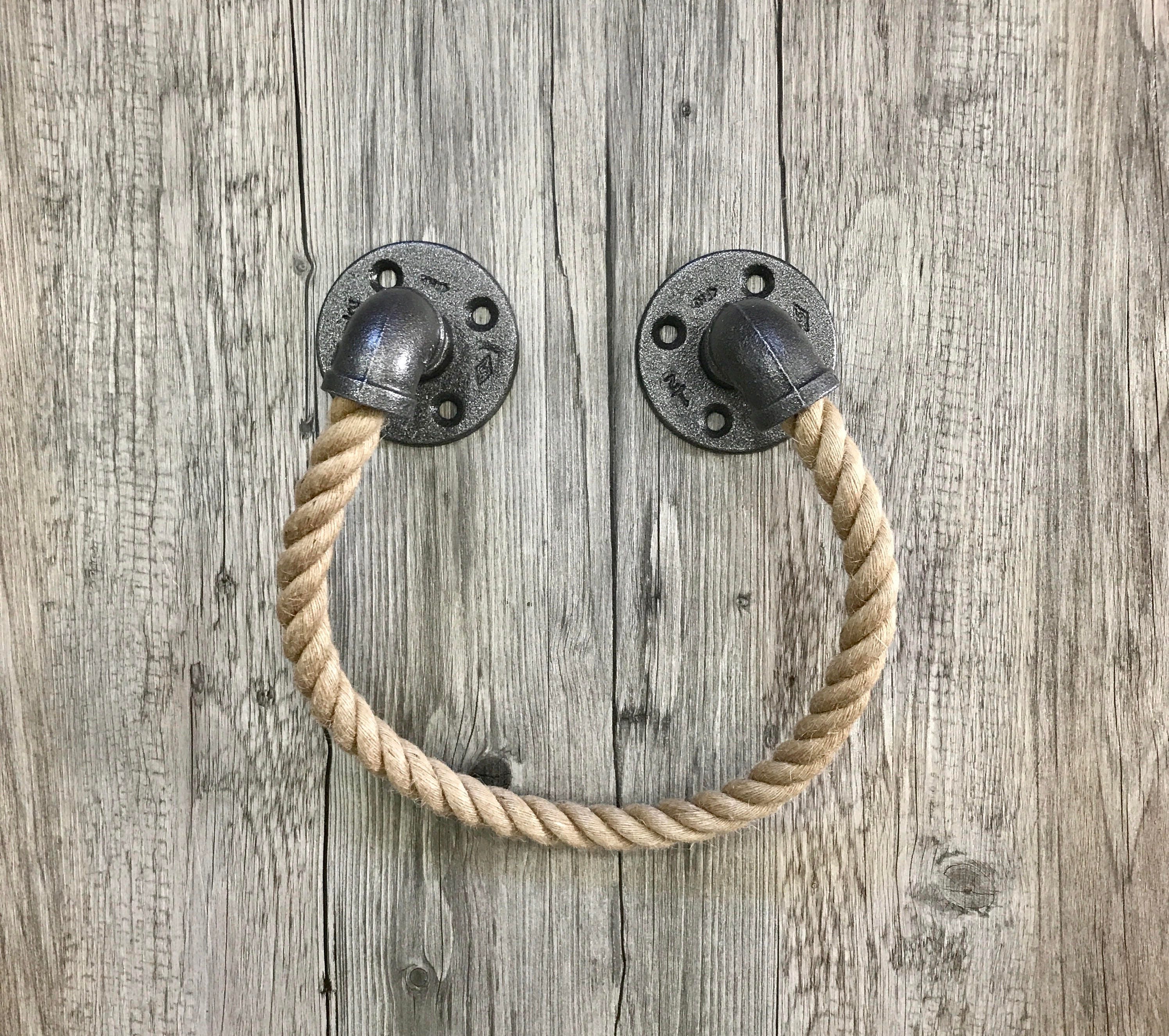 Nautical towel holder for bathroom rustic rope holder